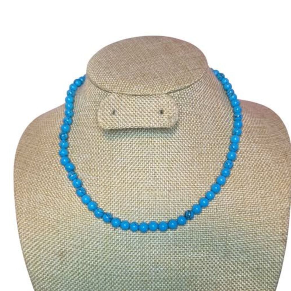 6mm Turquoise Beaded Necklace 17in